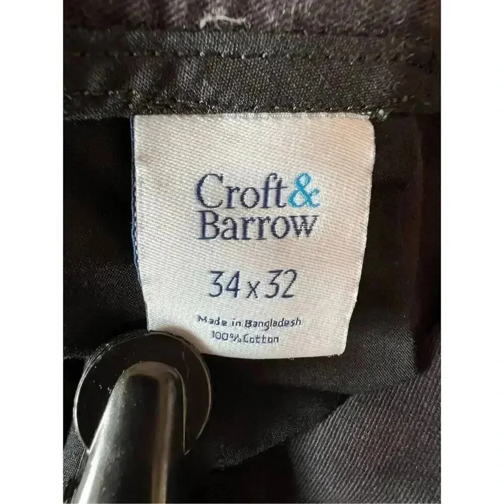 Croft & Barrow Men's 34x32 Black  Dress Pants Classic Fit Chinos